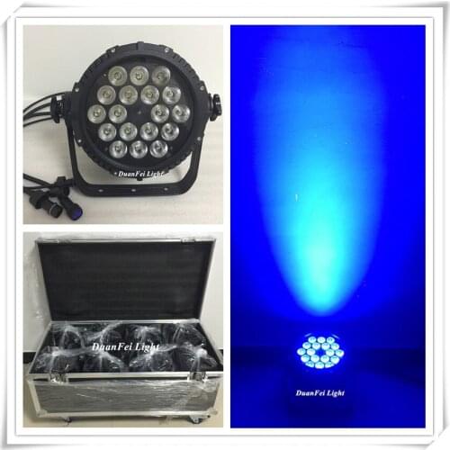 With flight case 8pcs/lot Outdoor par led waterproof par 64 led 18x18w rgbwa uv led par ip65 dj lights equipment