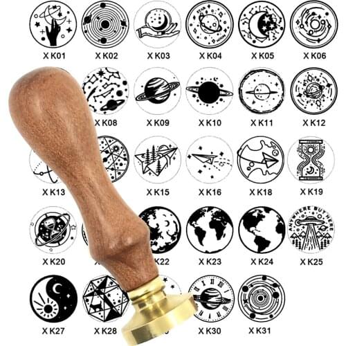 Star planet moon wax seal brass head wood handle,Scrapbooking wax copper stamp,league DIY gift ancient seal stamp High Quality