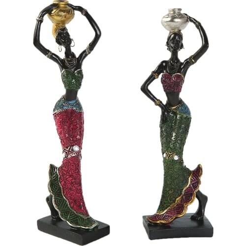 Beauty Girl Statue Decoration African National Style African Beauty Sculpture Lady Sculpture Resin Handicraft Ornaments
