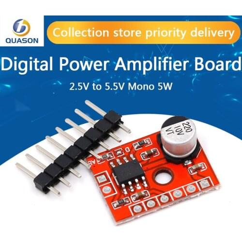 Super Mini Digital Amplifier Board 1* 5W Class D Digital 2.5V To 5.5V Power Amplifier Board Efficient Class AB D Optional