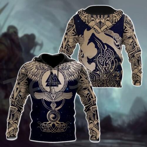 Tessffel Vikings God Viking Warrior Odin Tattoo Harajuku NewFashion Tracksuit 3DPrint Streetwear Pullover Hoodies Men/Women C-22
