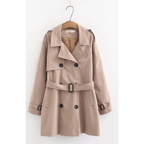 Spring New Designer 2019 Large Size Womens Jacket Plus Fertilizer Increase Double-breasted Belt Long Section Ladies Windbreaker