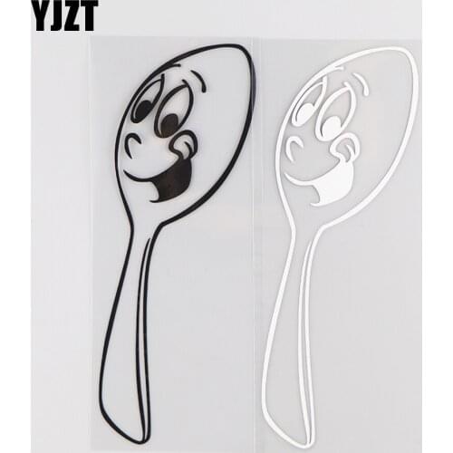 YJZT 6.1×16.5CM Cute Spoon Vinyl Decal Funny Cartoon Car Sticker Black/Silver 20D-0127