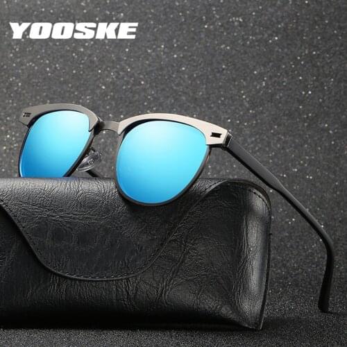 YOOSKE Fashion Semi Rimless Polarized Sunglasses Men Women Brand Designer Half Frame Sun Glasses Classic UV400