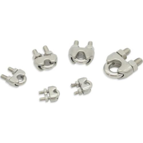 SS304 Stainless Steel 2/3/4/5/6/8//10/12/14/16/20/22/24MM DIN741 U Type Wire Rope Clip Cable Bolts Rigging Hardware clamps