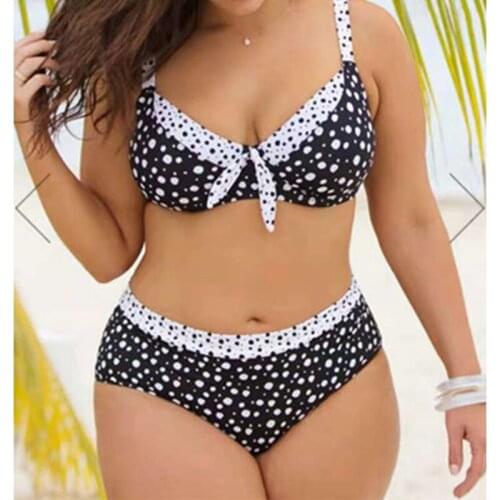 4XL Plus Size Bandage Swimwear Women Dot Bikini Set Padded Bra Beachwear Split Large Size Body Swimsuit Bikinis Maillot De Bain
