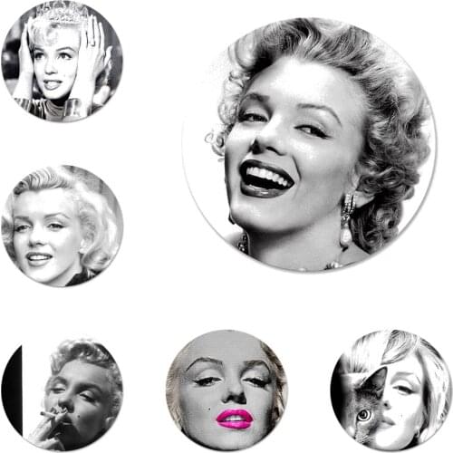 58mm Marilyn Monroe With a Cat and friend Icons Pins Badge Decoration Brooches Metal Badges For Clothes Backpack Decoration