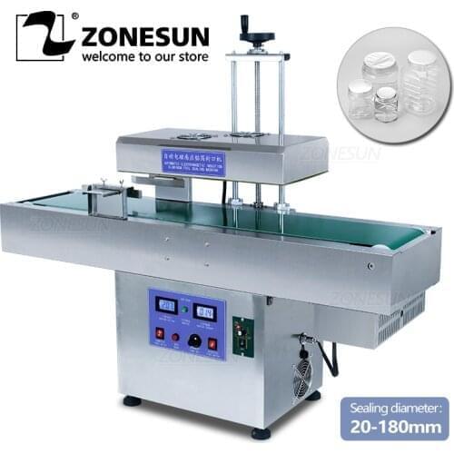 ZONESUN Glass Plastic Bottle Aluminium Foil Continuous Induction Sealing Machines for Medical Cap Sealer Packing Sealing Machine