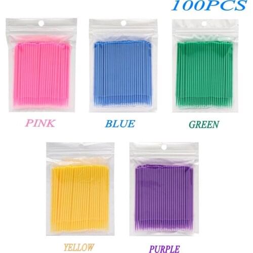 100Pcs/Pack Lint Free Disposable Makeup Brushes Individual Lash Removing Tools Swab Eyelash Extension Tools