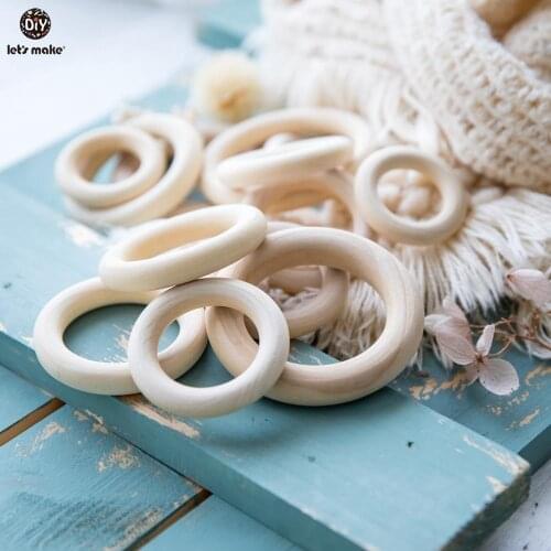 LetS Make Wood Rings 20Pc Natural Maple 56mm Wooden Teether For Baby Nursing Necklace Bracelet Play Gym Diy Crafts Baby Teether