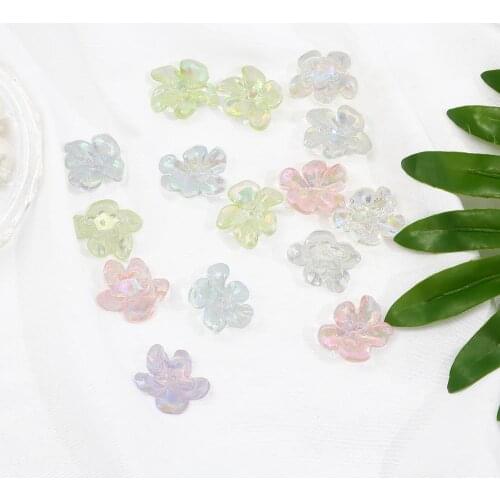 24X20mm 4pcs Acrylic Flower Petals Spacer Beads Clear Aurora Charm Pendant for DIY Earrings Handmade Hairpin Jewelry Accessories