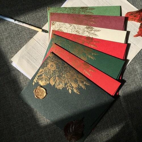 30Pcs/Lot Thickened Hot Stamping Special Pearl Paper Elegant Retro Envelope Packaging Card Texture Uropean Bronzing Pattern Bag