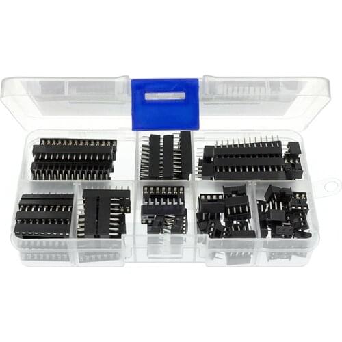 66PCS/Lot DIP IC Sockets Adaptor Solder Type Socket Kit 6,8,14,16,18,20,24,28 pins New
