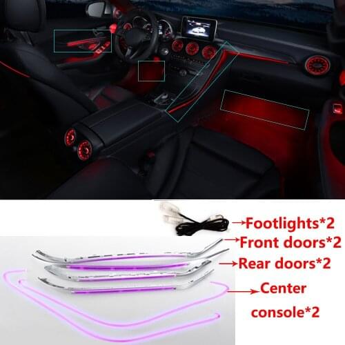 Advanced ambient light doors led strip footlight neon light footwell 64 colors RGB atmosphere light For Benz w205 x253 2014-2021