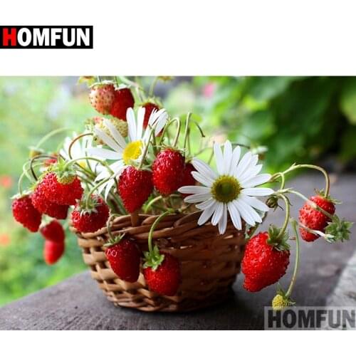 HOMFUN Full Square/Round Drill 5D DIY Diamond Painting "Flower strawberry" Embroidery Cross Stitch 3D Home Decor Gift A10069