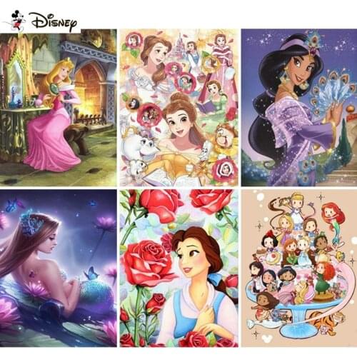 Disney 5D DIY Diamond Embroidery Full Display "Cartoon princess" Diamond Painting Square/Round Rhinestones Decor Art