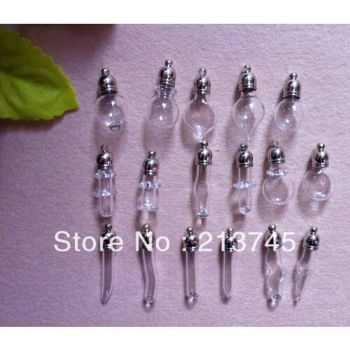 Freeshipping Charm Glass Vial Pendants Glass Bottle Jewelry Making Finding rice art pendant