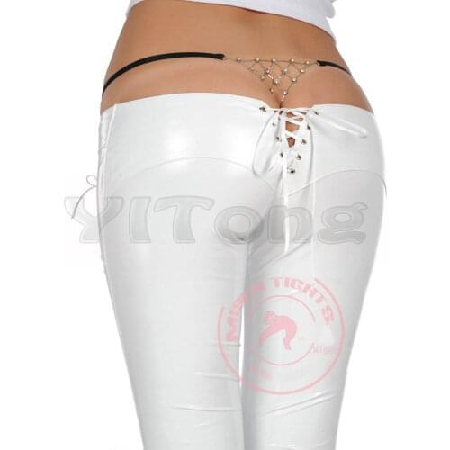 New Latex Catsuit Pencil Pants Low Waist Casual Pants Sexy Underwear Leggings Night Club Dance Wear Black White