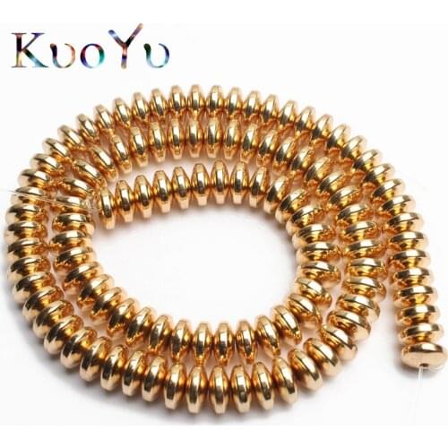 Natural Gold Rondell Stone Hematite Spacer Beads For Jewelry Making 4/6/8mm 180pcs/lot DIY Bracelet Pendant Necklace wholesale