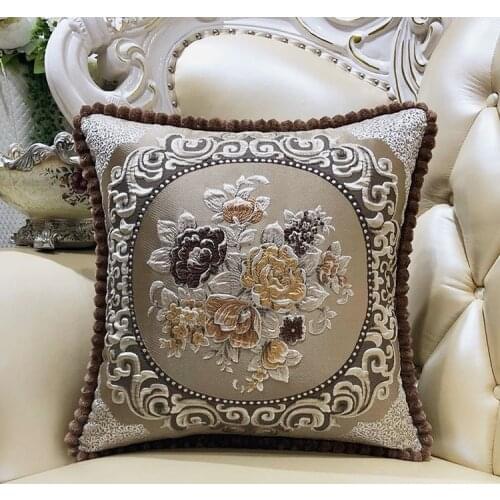 European-Style Sofa pillow case Luxury Living Room Pillows Bedside Backrest Embroidery Pillow Cover Large Pillow Removable