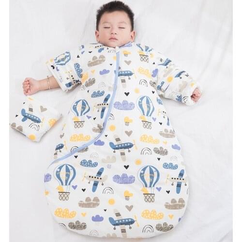 Baby Sleeping Bag with Sleeves Detachable Cotton Sleepsack Childrens Sleep Bedding Cartoon Envelope Baby Carriage Sack ZT218