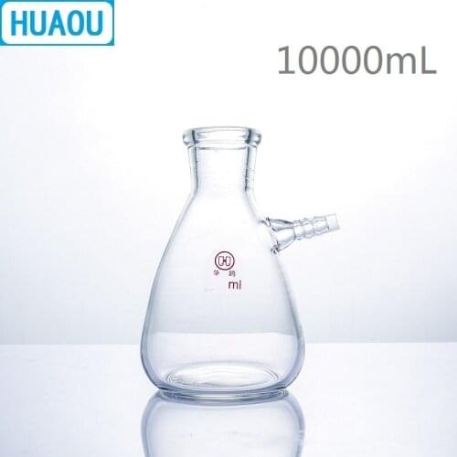 HUAOU 10000mL Filtering Flask 10L with Upper Tubulature Borosilicate 3.3 Glass Laboratory Chemistry Equipment