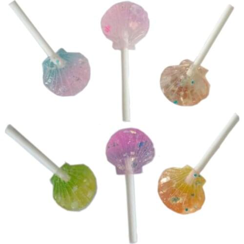 Simulation Gradient Glitter Shell Lollipop Flatback Resin Cabochon Scrapbooking DIY Jewelry Craft Decoration Accessories