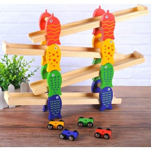 Interesting Wooden detachable 4-layer childrens slide car baby slide car inertia glider toy