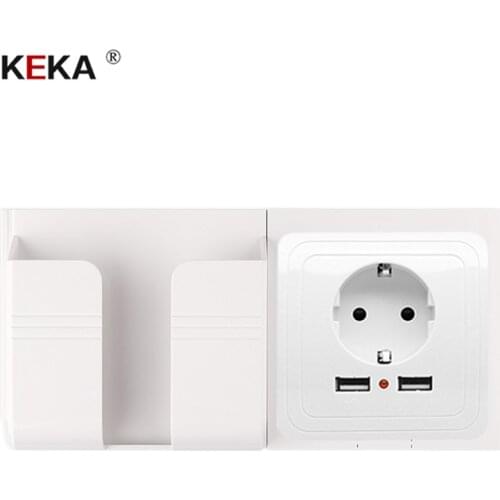 KEKA pop Dual USB Port Wall socket Charger Adapter Charging 2.4A Wall Charger Adapter EU Plug Socket Power Outlet white holder