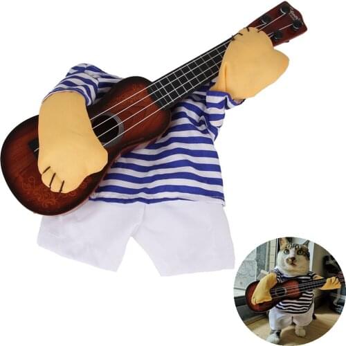 Pet Dog Cosplay Costume Funny Guitar Guitarist Puppy Party Dress Up Cat Photo Prop Perform Clothing Dressing Clothes