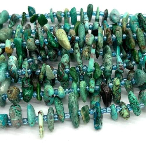 Veemake Chrysocolla Slabs Slices Stick Teeth Drill Side Comb Beads For Jewelry Making Natural Necklace Bracelets Earrings 06875