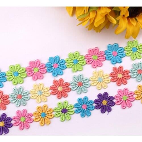 2yards Color 3cm Polyester Embroidery Daisy Petal Barcode Lace Ribbon DIY Handmade Sewing Ribbon Accessories