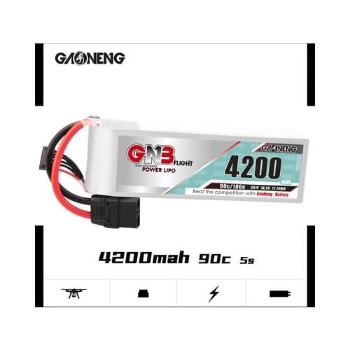 Gaoneng GNB 5S 4200mAh 5S1P 18.5V 90C/180C Lipo Battery with XT60 XT90 T Plug for FPV Drone RC Helicopter Car Boat RC Parts
