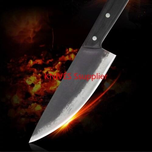Butcher Knife Meat Cleaver - Chinese Kitchen Knives Full Tang Handle High Clad Steel Handmade Forged