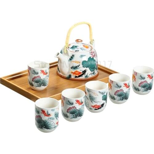 Fashion Ceramics 7pcs Tea Set (1 Teapot Six Tea Cups) High Quality Tea Sets Drinkware Chinese Porcelain Kungfu Tea Tools