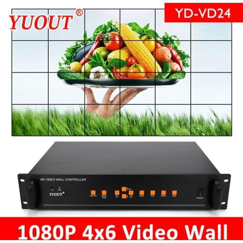 YUOUT YD-VD24 video wall controller 3x7 4x6 HDMI VGA AV USB Processor 24 images stitching processor 24TV shows a screen splicing