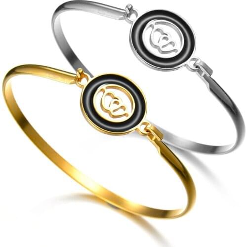 Hollow Double Heart Cuff Bracelets & Bangles For Women Men Gold Color Alloy Male Female Bangle Bracelet Lover Jewelry