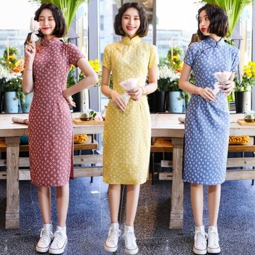 Daily Cheongsam Girl 2020 Spring And Summer New Small Fresh Cotton And Linen Long Female Slim Qipao Natural Real Women Платье