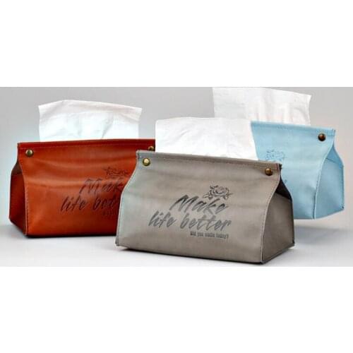 Simplicity Tissue Case Box Container PU Leather Soft Foldable Napkin Holder Home Car Towel Napkin Papers Kitchen Storage