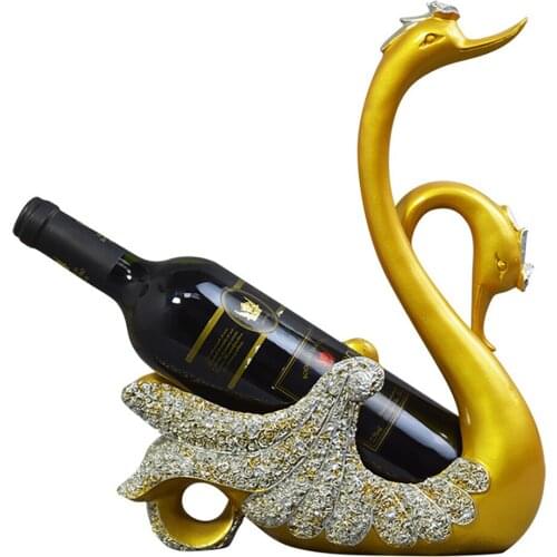 Romantic Rose Swan Wine Rack Bottle Holder Fashion Modern Statues Decor Home Furnishing Living Room Decoration Resin Crafts