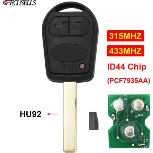 3 Button Remote Smart Car Key 315Mhz or 433Mhz ID44 PCF7935 Chip HU92 Uncut Blade For Land Rover Range Rover L322 Vogue Hse