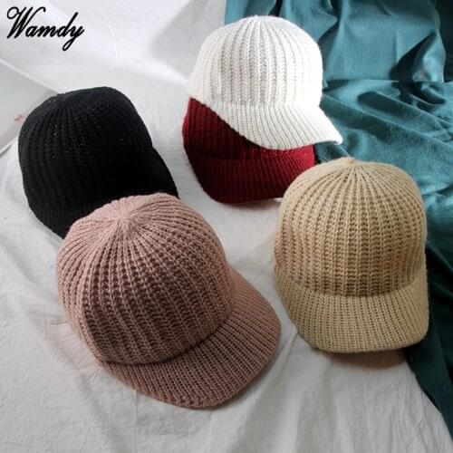 Knitted baseball hat for womens winter leisure all-match woolen beret thickened warmth fashion knitted cap wholesale