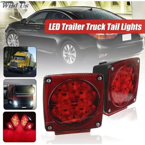 1pcs 12V Car 12LED Tail Brake Fog Light Red Square Trailer Taillight Truck Trailer Hitch Super Bright