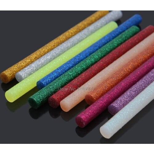 11pcs 7x100mm Hot Melt Glue Stick Mix Color Glitter Viscosity DIY Craft Toy Repair Tools Dropship
