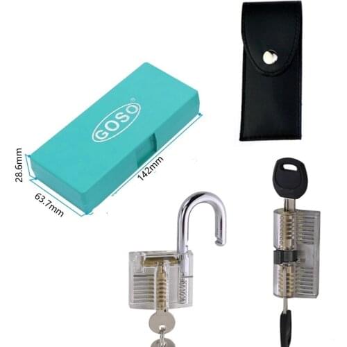 14pcs GOSO Combination LockSmith Kaba Tools with Transparent Padlock Tools Broken Key Remove Pick Set