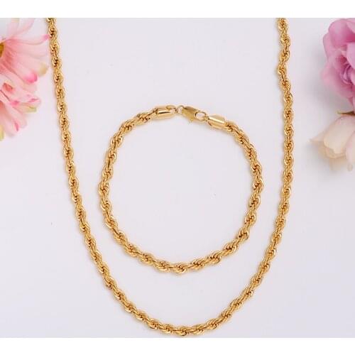 16"18"20"24" gold rope chain necklace 2mm,3mm,4mm,5mm For pendant rope jewelry findings gifts ropen necklace chain for women men