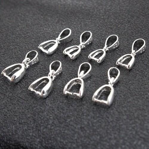 20pcs/lot 925 Stering Silver Pendant Clips Pinch Bail Clasps Buckle Charm Necklace Hook Connector For DIY Jewelry Making
