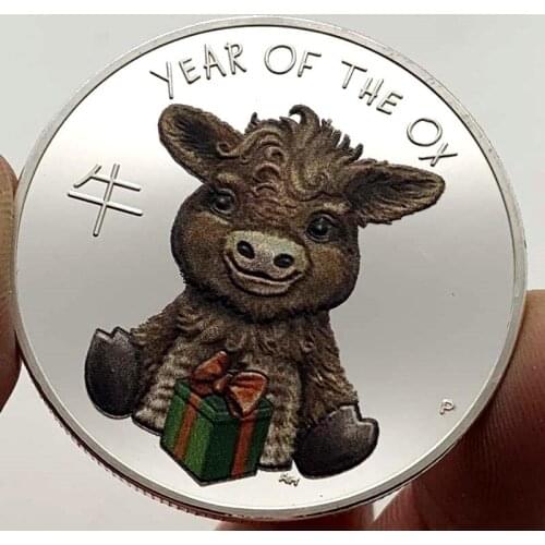 2021 Zodiac Niu Bao Silver Plated Commemorative Coin Gift Lucky Coin