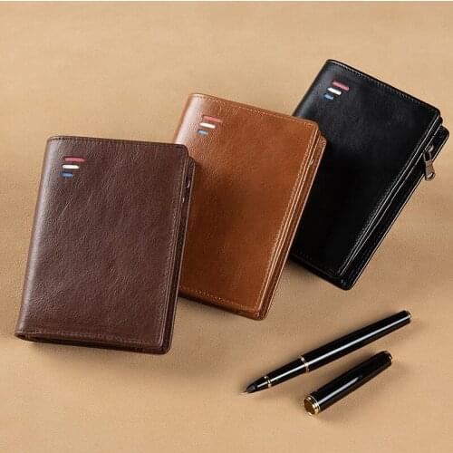 2021 Vintage Men Leather Luxury Wallet Short Slim Male Purses Money Clip Credit Card Dollar Cow Leather Wallet Mens Card Purse