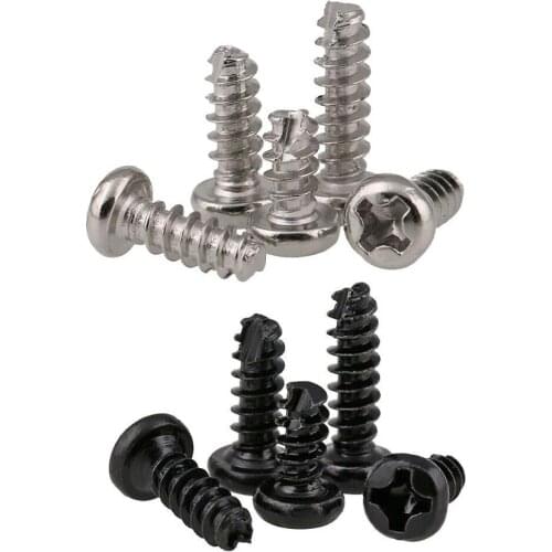 50Pcs M2-M3 Round Head Phillips Cut Tail Self Tapping Screws Pan Head Cross Cutting Tail Small Bolts Nickel /Black Zinc Plated